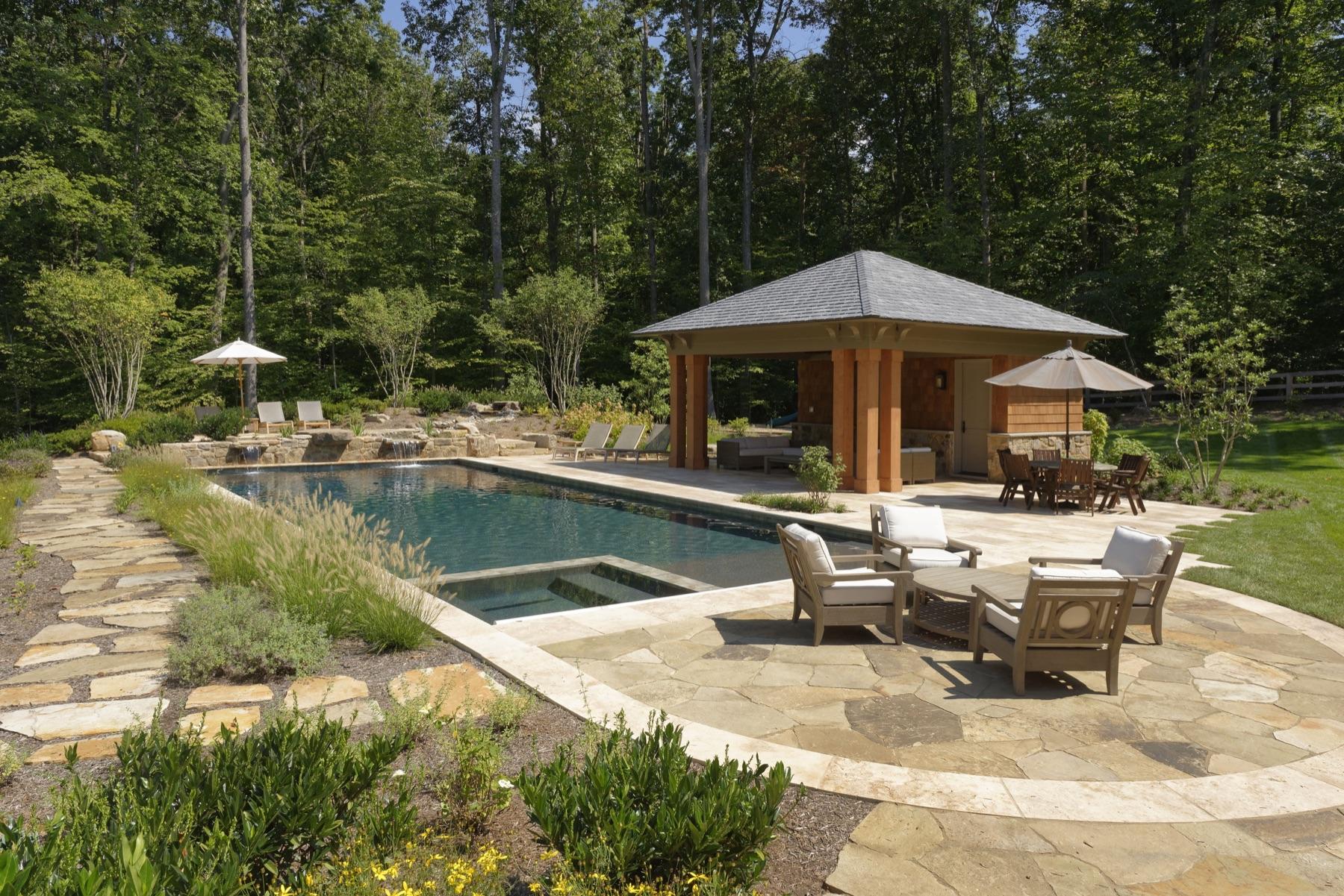 Pool & Stone Terrace — Outdoor in Great Falls, VA